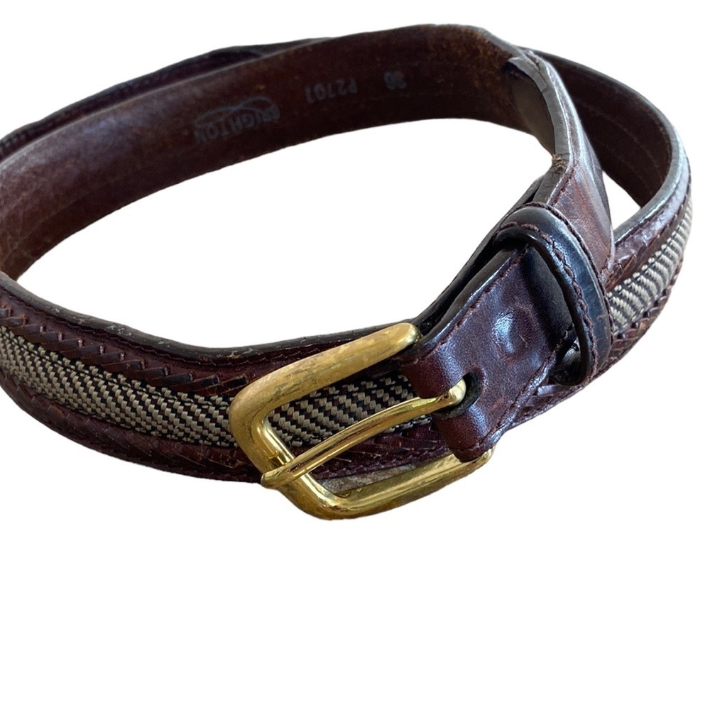 Belt Brighton Camden brown double braided leather belt with Brass buckle. 5 hole - Picture 3 of 12